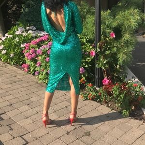 Green sequin dress